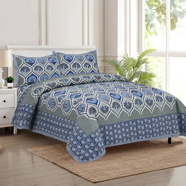 Blue_Cotton_Rajwada_Shringar_Double_Bedsheet_With_Pillow_Cover_100_X_108_Cm